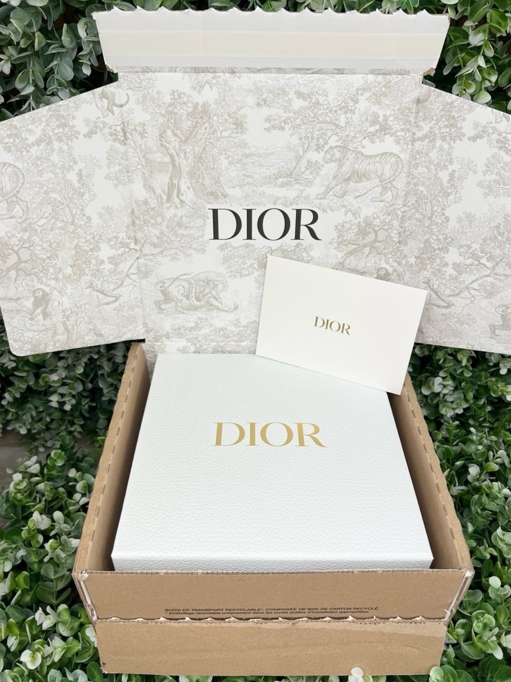 DIOR Medium Classic Gift Box, Envelope with Card, and Printed Cardboard Box NEW